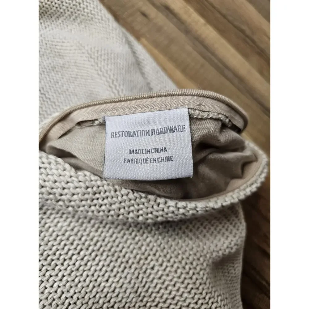 Restoration Hardware Knit Linen Pillow Cover 22x22 Set Of 2 Beige